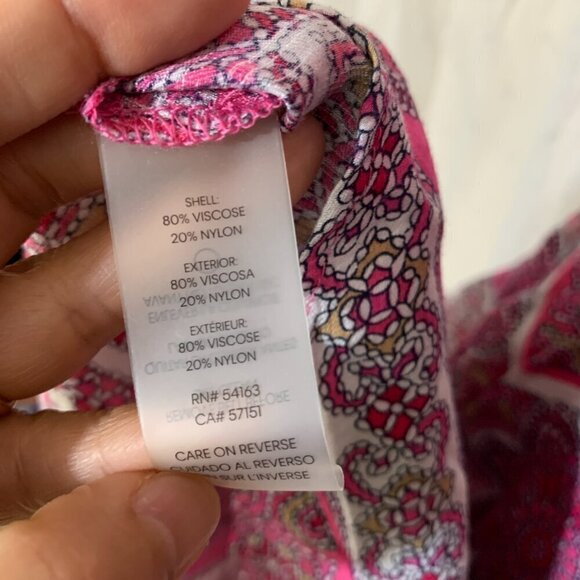 Tommy Hilfiger Bandana-Print Surplice Belted Midi Dress Sz 2 in Pink - Picture 11 of 12